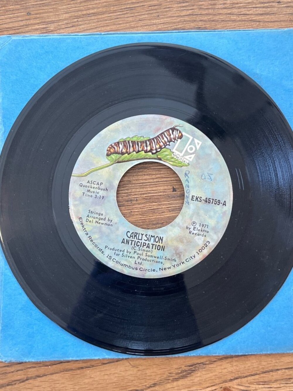 Carly Simon Anticipation/The Garden 45 RPM Elektra Records EKS-45759 1971 USA